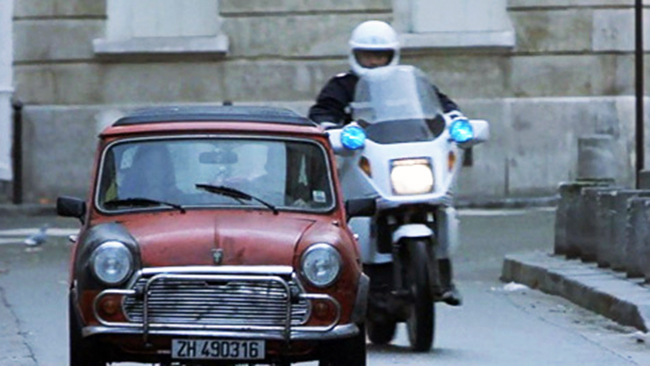 Does this chase scene outdo the one in <i>The Italian Job</i>? Is that silver-screen blasphemy? Okay, but it's at least a close second. This time, amnesiac superspy Jason Bourne (Matt Damon) leaps into a Mini Cooper and outruns the Parisian police motorcycle force by, among other incredible stunts, zipping down a long staircase and racing headlong into oncoming traffic, all while his unfortunate passenger does her best not to vomit and/or faint. Supposedly, if you're familiar with the layout of Paris's streets, the chase will make no sense because it was shot in segments that skipped around the town, but who cares? The real pleasure is watching a full-speed chase through tight spots and sharp turns which only a Mini could handle.