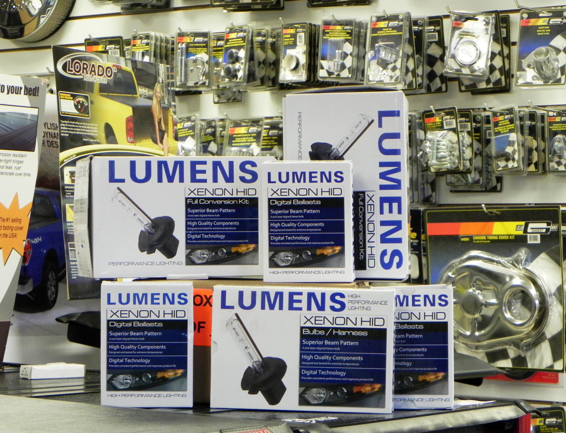 Kits like this one, from Lumens, are popular with do-it-yourself types after the look and performance of xenon lighting in a ride that doesn’t have xenon lights. Installing power ballasts and xenon lighting hardware gives the vehicle in question that signature xenon look, and, depending on the quality of the factory optics behind which the Lumens lights are installed, improved lighting output. Note that installation of non-factory lighting systems like this one may be in violation of certain laws in certain locales, so do your homework first.