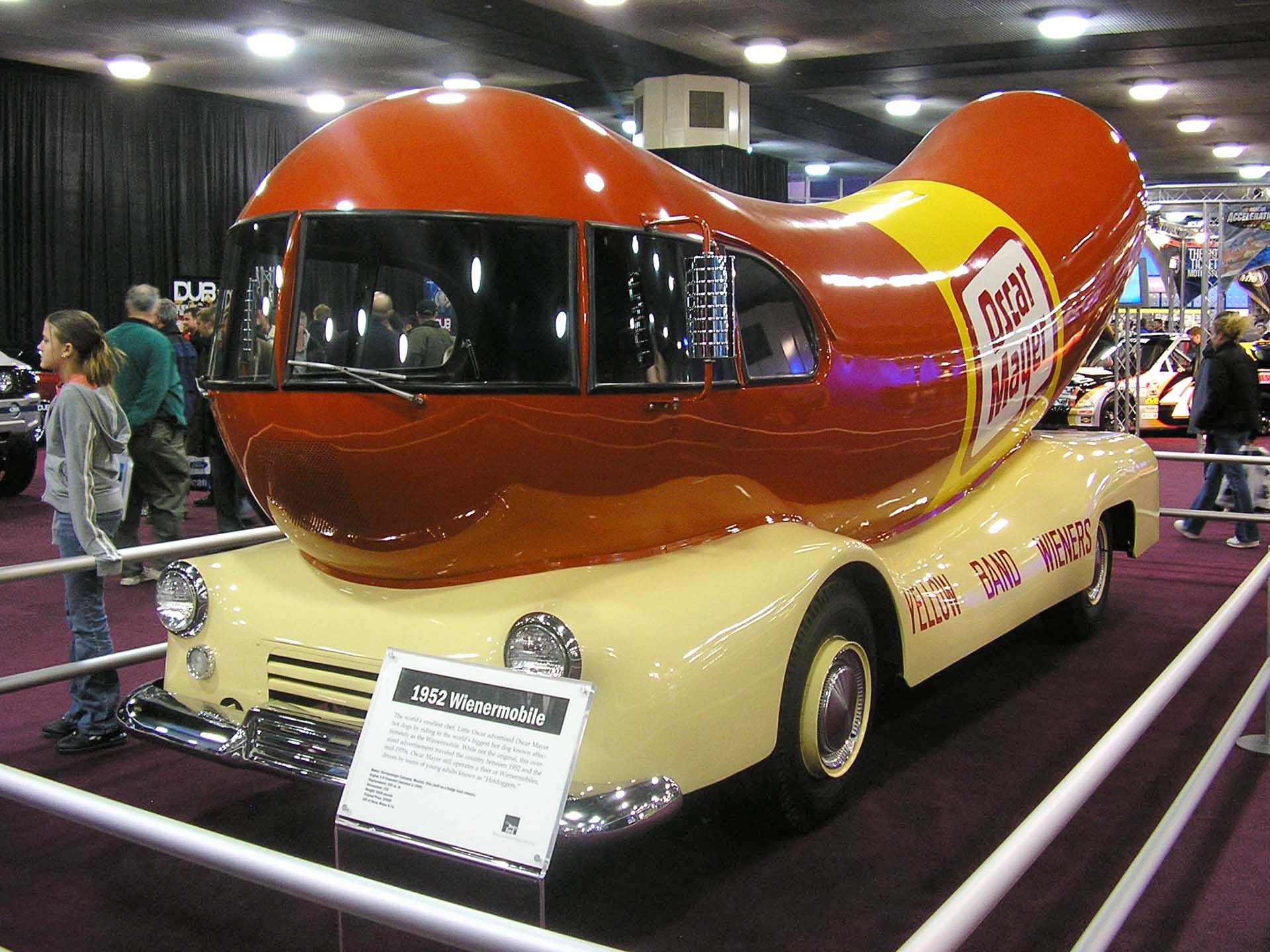 And of course, the Oscar Meyer Weinermobile. Originally created by Carl Mayer in 1936, there have been several generations since, and this one is a 1952 model usually on display at the Henry Ford Museum in Dearborn, Michigan. The Wienermobile criss-crosses North America promoting Oscar Mayer products, their hot dogs chief among them, and whose adventures you can follow on Instagram.