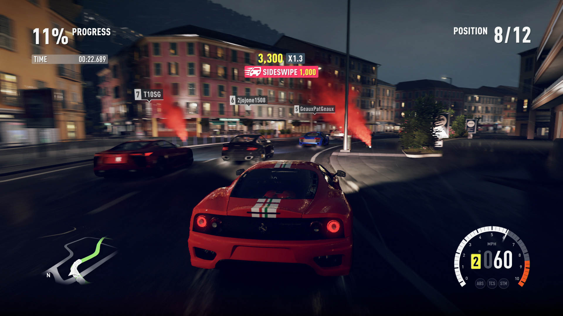 Racing at night in the city