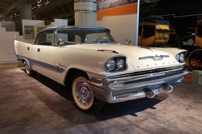 A 1957 DeSoto Fireflite, a Chrysler brand that was made from 1928 to 1960