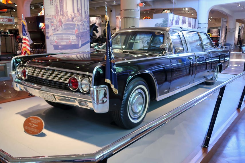 The 1961 Lincoln in which John F. Kennedy was killed was later rebuilt with a roof and put back into presidential service