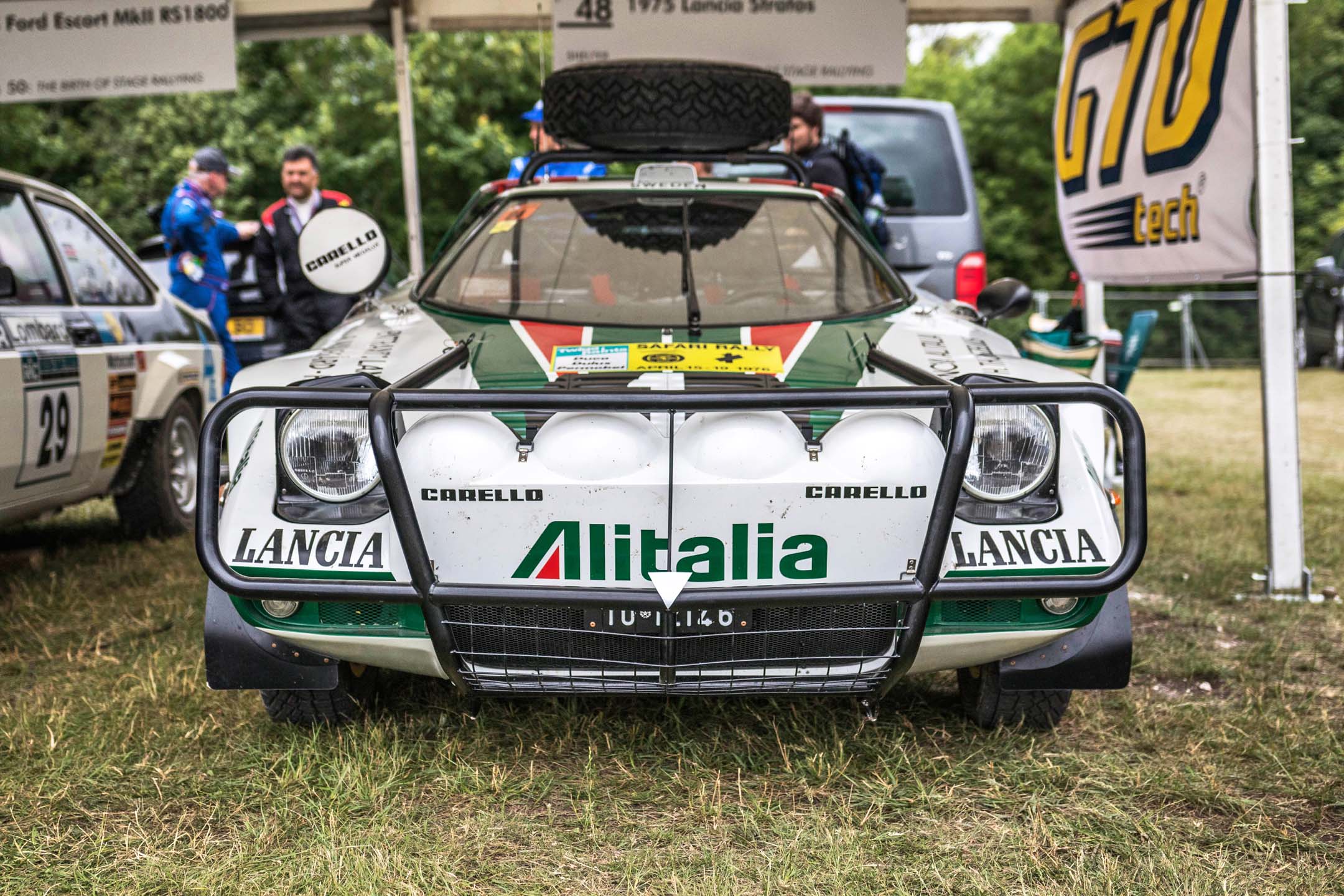 The Lancia Stratos is one of the most iconic rear-wheel-drive rally cars, and here appears in its best-known Alitalia livery. Having airplane markings on a car just makes sense, given how much time this little Lancia spends in the air.